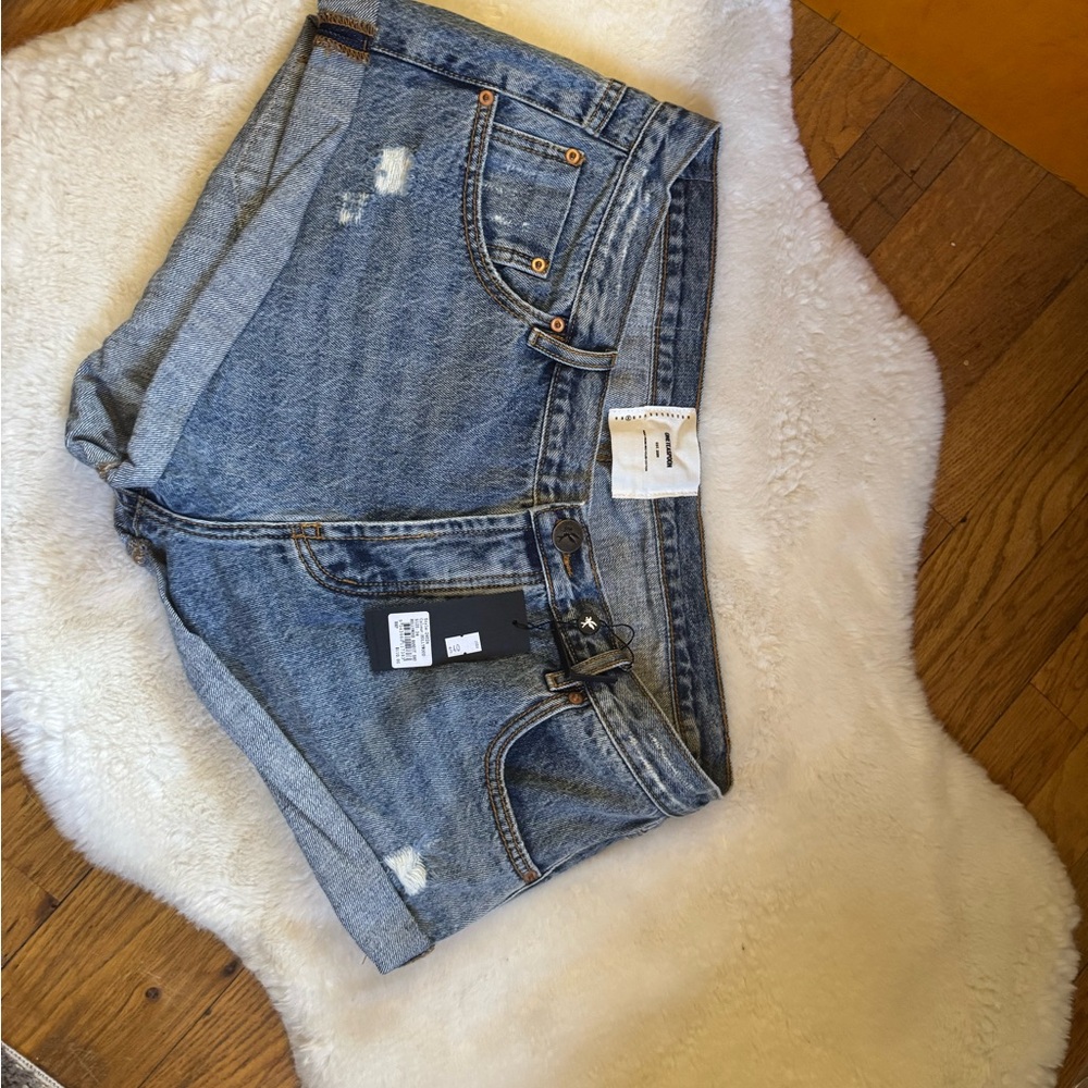 One Teaspoon Distressed Blue Jean Shorts Hollywood Bandit style size 34